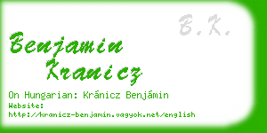 benjamin kranicz business card